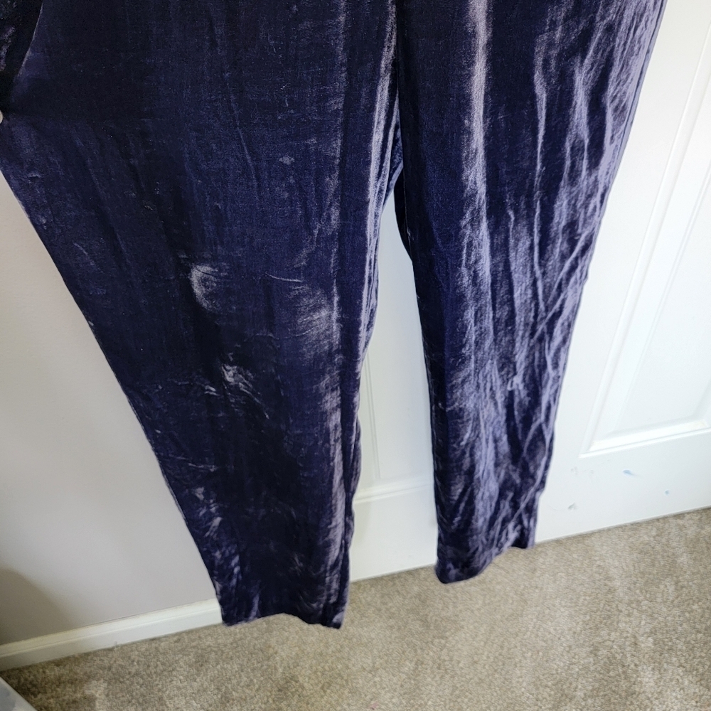 LOFT Velvet Halter Neck Sleeveless Jumpsuit Holiday Party Blue Purple Small - Picture 7 of 16